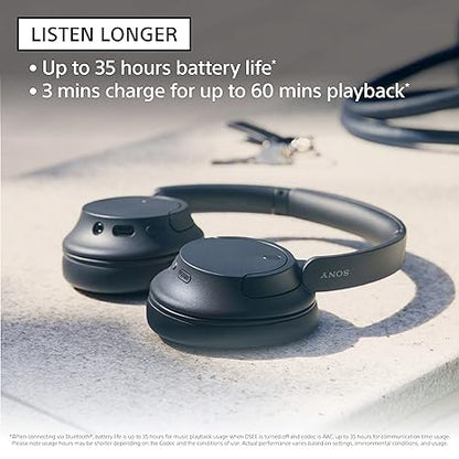 Sony WH-CH720N, Wireless Over-Ear Active Noise Cancellation Headphones with Mic, up to 35 Hours Playtime, Multi-Point Connection, App Support, AUX & Voice Assistant Support for Mobile Phones (Black)