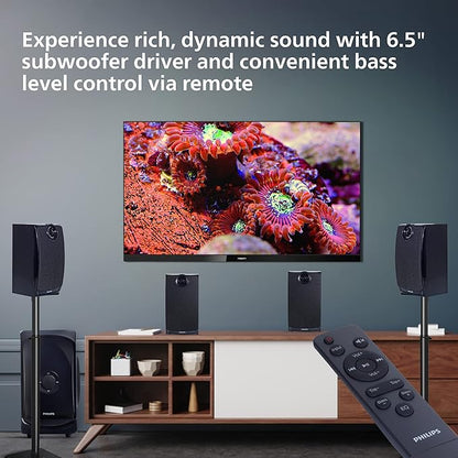 Philips Audio TAV7477 4.1 Channel 75W Bluetooth Multimedia Speaker System with 2x15W & 2x5W Satellite Speakers, Multi-Connectivity Option with Supporting USB, AUX, FM & Remote Control (Black)