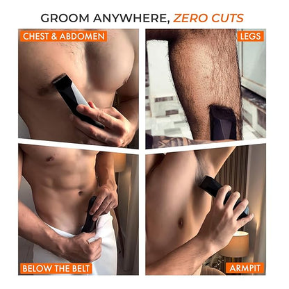 urbangabru Trimfinity 7000 Body Trimmer for Men- Safest Body & Private Part Trimmer - Pubic Hair Groomer, Underarm - Waterproof, Ceramic Blades, Rechargeable with Wireless Fast Charging,Black