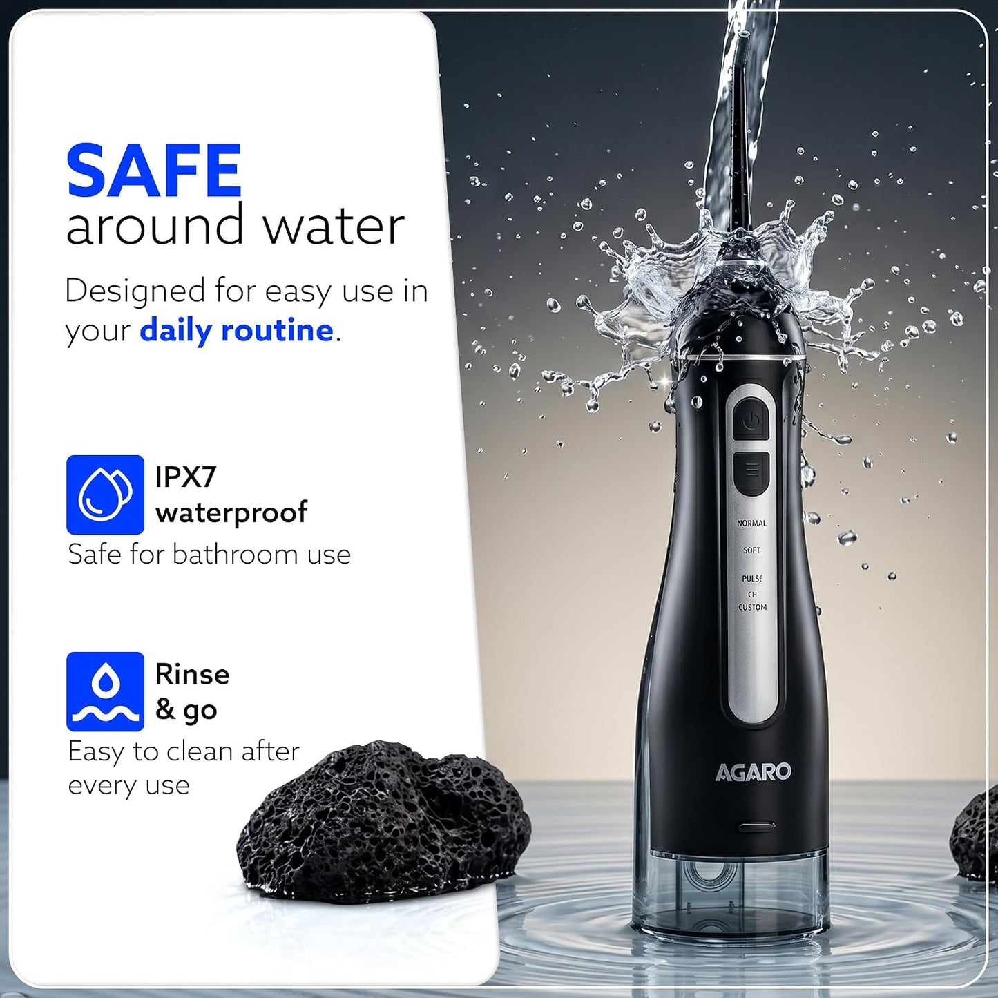 AGARO Ultra Dental Flosser for teeth, 5 Nozzles, Portable,Cordless & Rechargeable,4 Cleaning Modes,IPX7 Waterproof with 300ml Watertank, Flossing at Home & Travel,Oral Flosser,Oral Irrigator