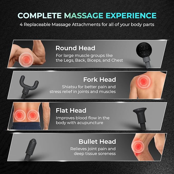 beatXP Bolt Go Massage Gun |Body Massager |Touch Display- Percussion Gun Back Massager for Men & Women with 4 Attachments (4000mAh Battery) & up to 12 Months Warranty by beatXP (Metallic Silver)