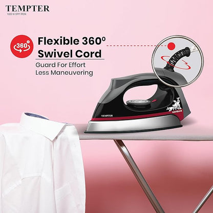 Havells Tempter 1000W Dry Iron Press with Greblon E2 Grade Non-Stick Coated Sole Plate Aerodynamic Design with Shock proof front 2 Year Warranty