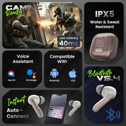 ACwO Dwots 737 Wireless in Ear Earbuds | 70Hrs Playtime | Up to 32Db ANC | 4 Mics with Enc | Bluetooth V5.4 | Hyperboost Charging 10Mins Charge = 120Mins Playtime (Woody Brown)