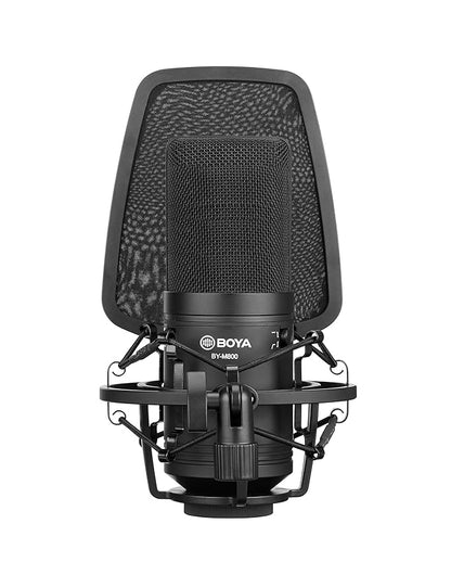 BOYA BY-M800 Large cardioid diaphragm condenser microphone with a smooth,flat,wide-range frequency response for Vocal & general instruments in recording,broadcast and professional studio environments