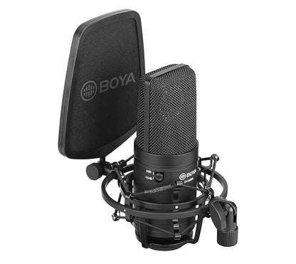 BOYA BY-M800 Large cardioid diaphragm condenser microphone with a smooth,flat,wide-range frequency response for Vocal & general instruments in recording,broadcast and professional studio environments