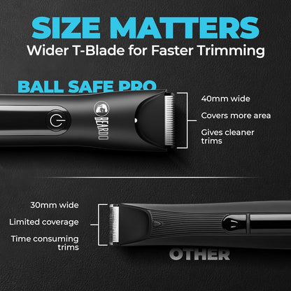Beardo Ball Safe Pro Trimmer | Intimate Trimmer for Men | IPX7 Waterproof | Safe Ceramic Blades | 40mm T-Blade | 6000 RPM | 90 Min Runtime | Type-C Charging | Full Body Trimmer for Men