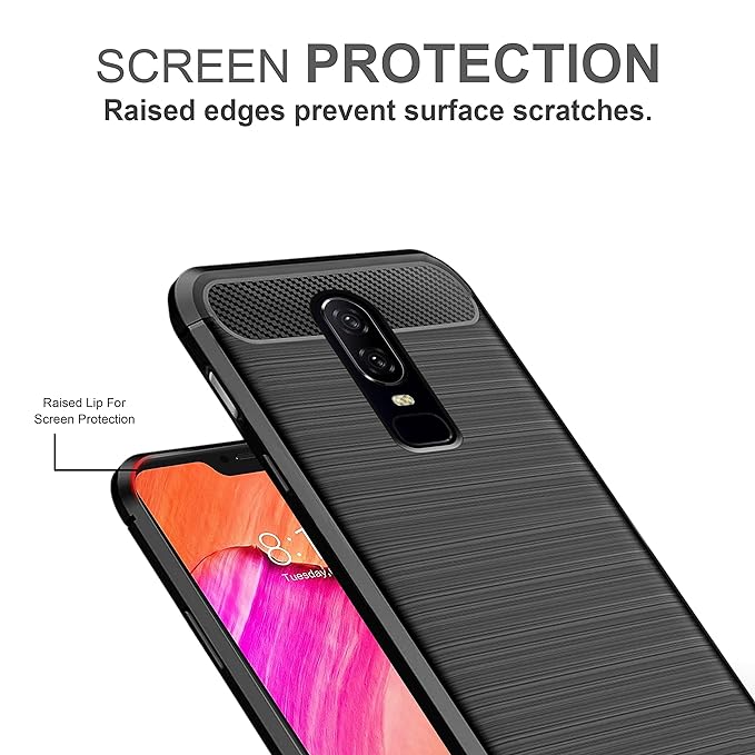 Amazon Brand - Solimo Back Cover Case for OnePlus 6 | Compatible for OnePlus 6 Back Cover Case | 360 Degree Protection | Soft and Flexible (TPU | Matte Black)