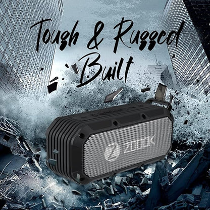 Zoook Bass Warrior Bluetooth Speaker 5 Watts with 1200Mah Battery/USB Out for Mobile Charging/Deep Bass/52 mm Drivers/Handsfree Calling/Water Proof/Outdoor/Party Speaker/Rugged Bass radiators (Black)