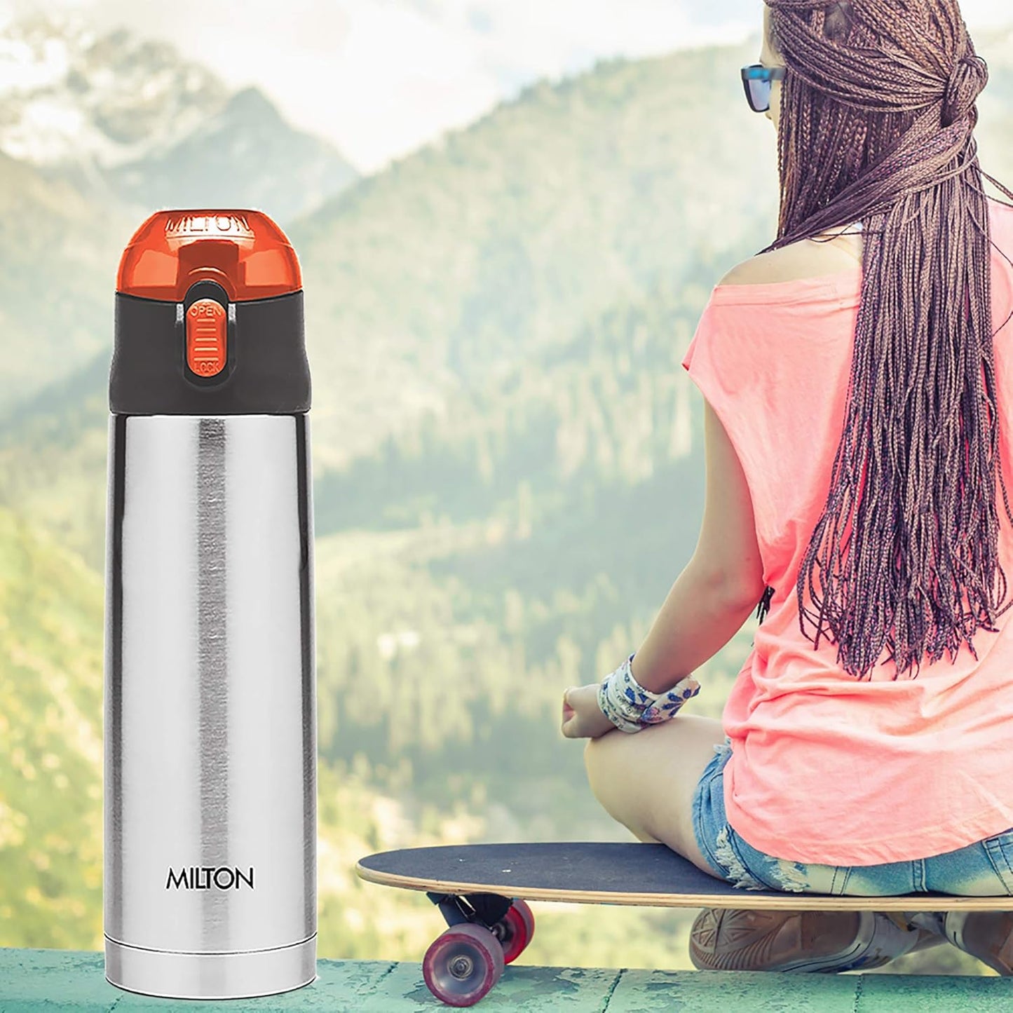 Milton Crown 600 Thermosteel 24 Hours Hot and Cold Water Bottle, 500 ml, Steel Plain |Easy to Carry | Office Bottle | Hiking | Trekking | Travel Bottle | Gym | Home | Kitchen Bottle