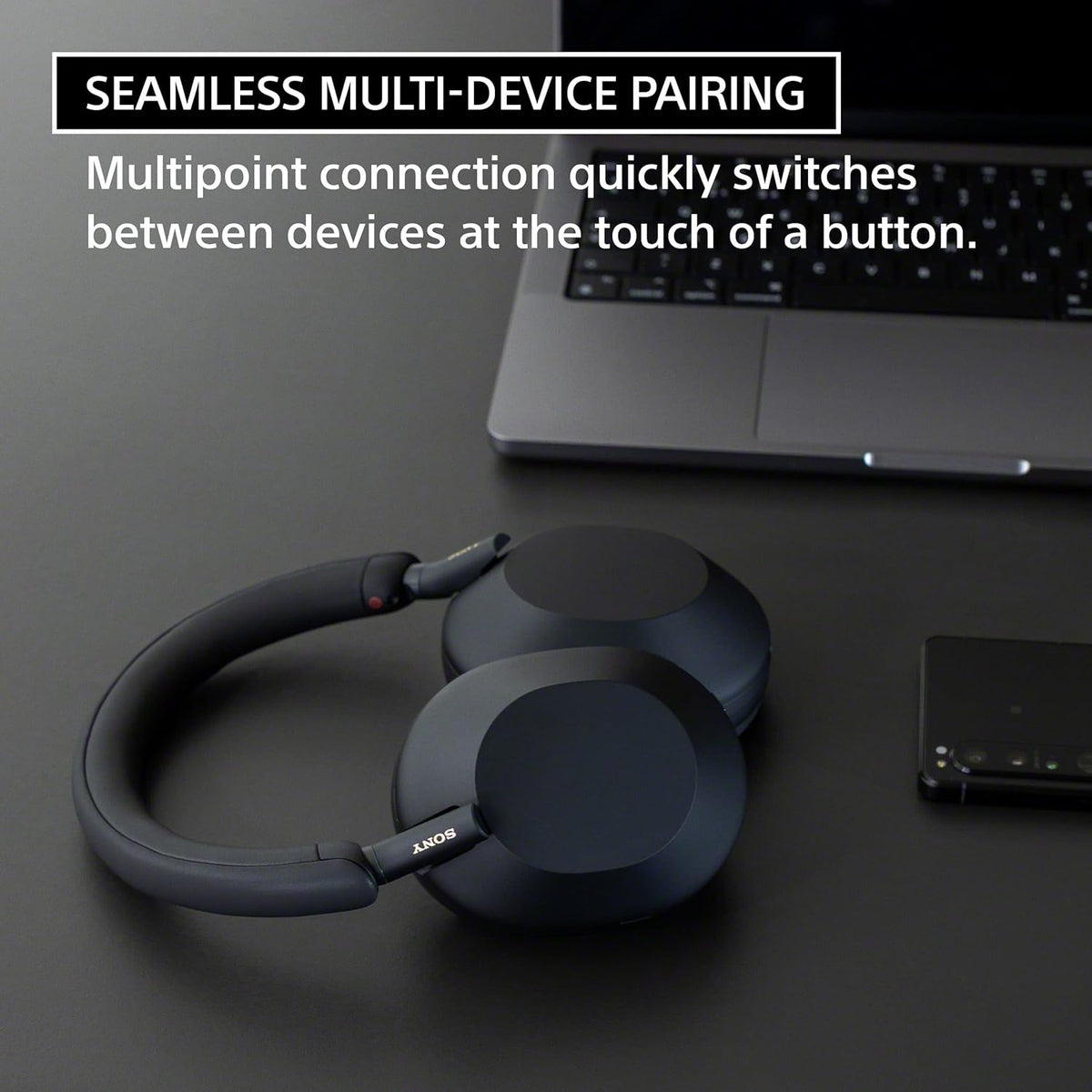 Sony WH-1000XM5 Best Active Noise Cancelling Wireless Bluetooth Over Ear Headphones with Mic for Clear Calling,Battery Life 30 Hours -Black