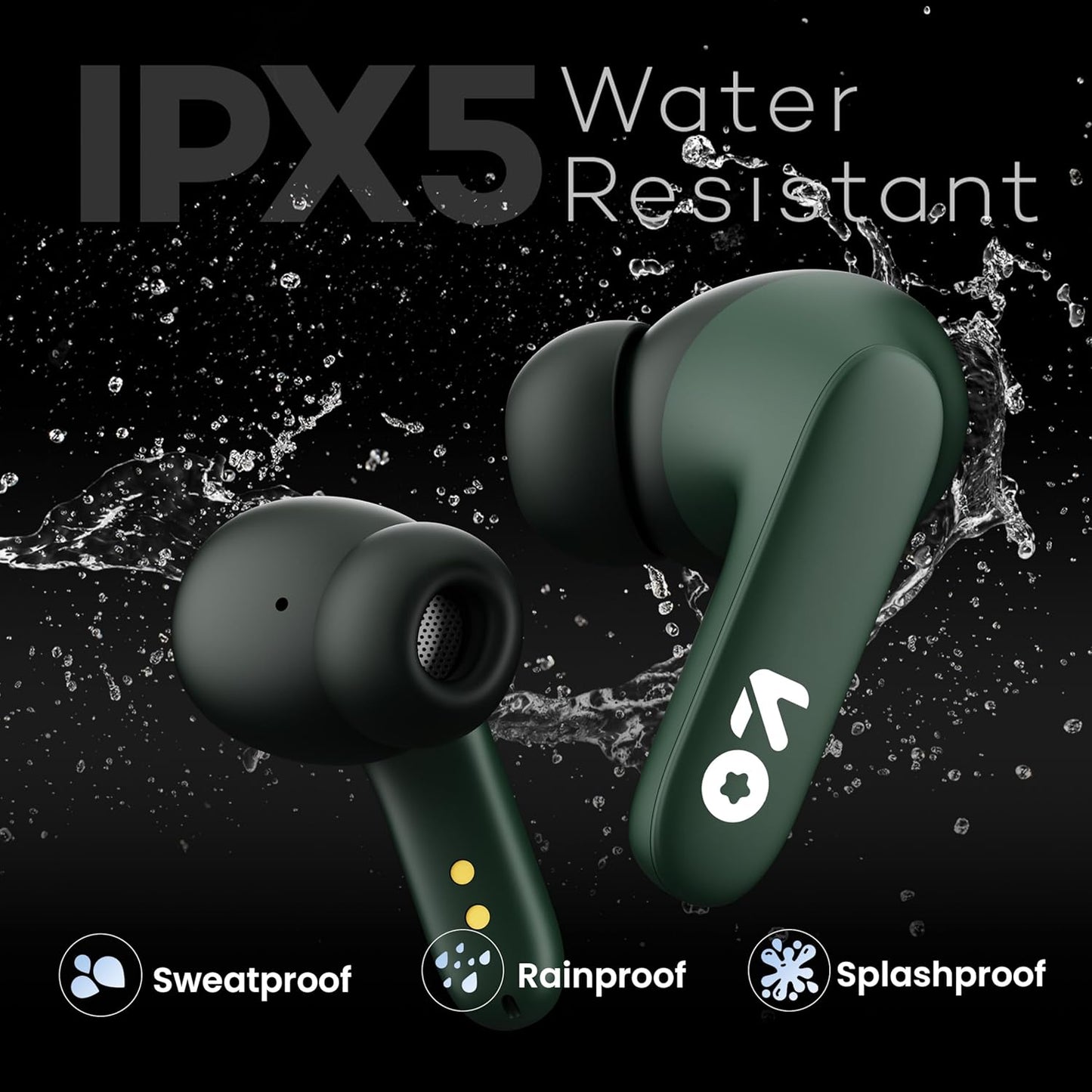 GOBOULT Z20 Made in India Bluetooth Ear Buds Wireless 51H Playtime, Clear Calling ENC Mic, Low Latency Gaming, 10mm Drivers Earbuds Buds Bluetooth Wireless Earphones (Pine Green)