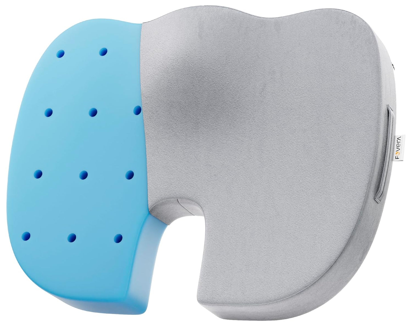 FOVERA Memory Foam Coccyx Seat Cushion for Tailbone Pain | 2 Years Warranty | Sciatica, Back Pain Relief - Orthopedic Chair Cushions for Sitting for Office Chair (Medium, Velvet Grey)