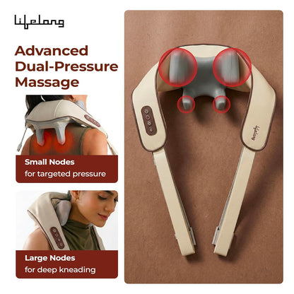 Lifelong Manual Dual Pressure Cervical Neck Shoulder Legs Waist Muscles Pain Relief Massage Roller, Trigger Point Roller, Acupressure Points Self Massager (LLM972),Beige