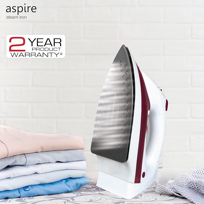 Havells ABS Aspire 1400 Watt Steam Iron Press With Precision Tip Sole Plate, Horizontal/Vertical Steam Burst, Self-Cleaning Function | Steam Burst | Anti Drip Function (Red), 1400 Watts