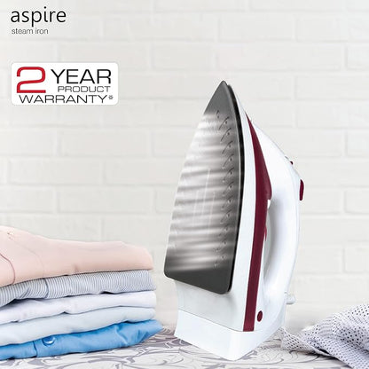 Havells ABS Aspire 1400 Watt Steam Iron Press With Precision Tip Sole Plate, Horizontal/Vertical Steam Burst, Self-Cleaning Function | Steam Burst | Anti Drip Function (Red), 1400 Watts