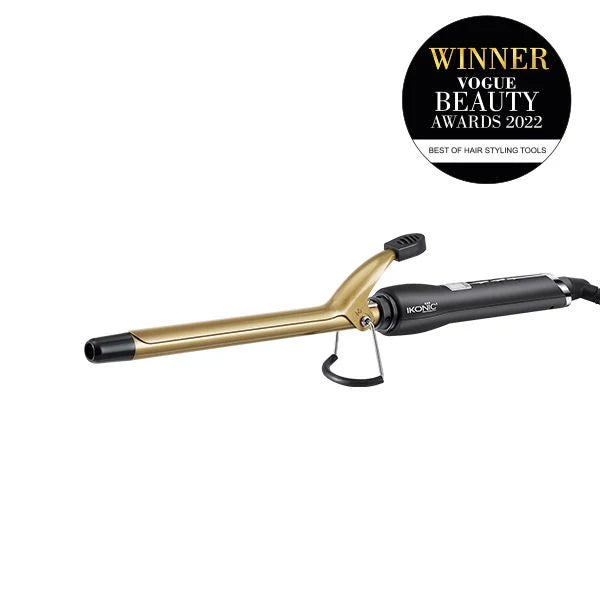 IKONIC CURLING TONG- 22MM 8inch Titanium Barrel Hair Curler Machine (BLACK & GOLDEN) with Safety Clip, Comfortable Rubber Grip for Salon like Hair Curls, Professional Hair Styling Tool CT-22
