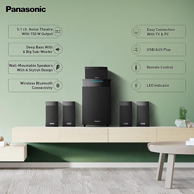 Panasonic SC-HT550GW-K 150 W Bluetooth Home Theatre (Black, 5.1 Channel)