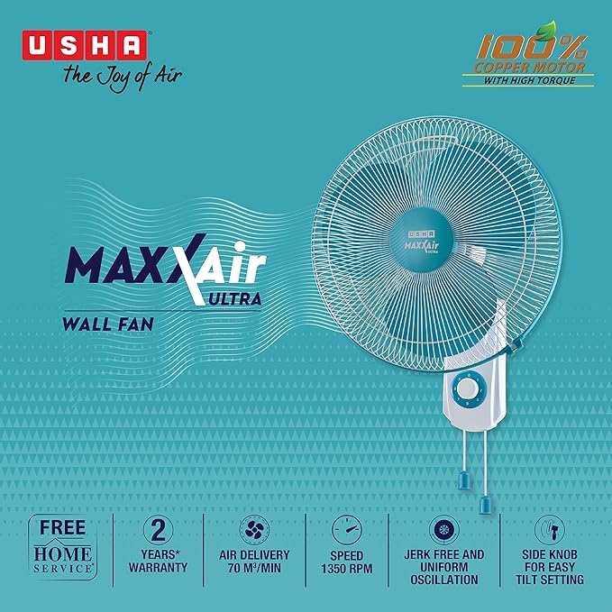 USHA Maxx Air Ultra 400MM Wall Fan (Light Blue)