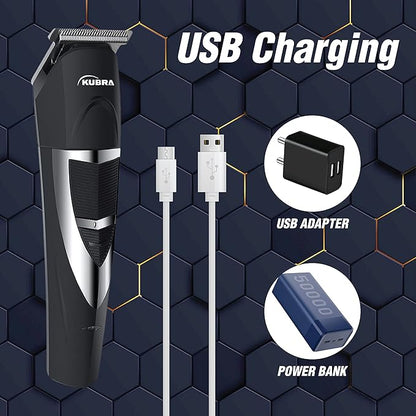 Kubra KB-2028 Rechargeable Cordless 50 Minutes Runtime Hair and Beard Trimmer for Men (Black)