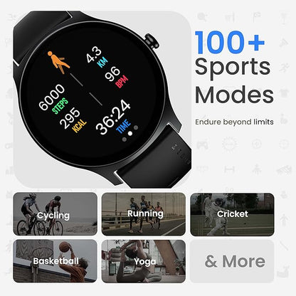 Boult Rover Pro Smart Watch 1.43'' AMOLED, Bluetooth Calling, IP68, Zinc Alloy Frame, 1000 Nits Brightness, AI Voice Assistant, SpO2 Monitoring, 120+ Sports Mode Smartwatch (Ash Black)