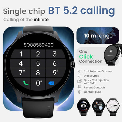 Boult Rover Pro Smart Watch 1.43'' AMOLED, Bluetooth Calling, IP68, Zinc Alloy Frame, 1000 Nits Brightness, AI Voice Assistant, SpO2 Monitoring, 120+ Sports Mode Smartwatch (Ash Black)