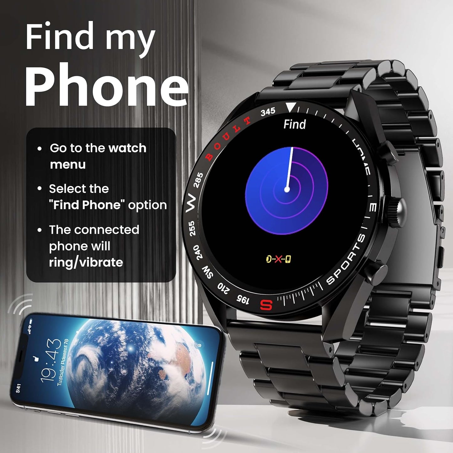 Boult Mirage Smart Watch 1.39''HD Screen, Bluetooth Calling, IP67, Zinc Alloy Frame, 500 Nits Brightness, AI Voice Assistant, SpO2 Monitoring, 120+ Sports Mode (Coal Black)