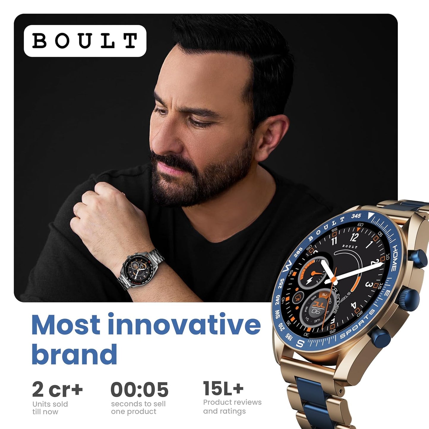 Boult Mirage Smart Watch 1.39''HD Screen, Bluetooth Calling, IP67, Zinc Alloy Frame, 500 Nits Brightness, AI Voice Assistant, SpO2 Monitoring, 120+ Sports Mode (Coal Black)