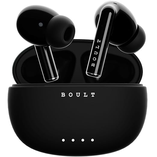 Boult Audio K35 Truly Wireless in Ear Earbuds with 35H Playtime, Zen™ ENC Mic, 45ms Low Latency, 13mm Bass Drivers, Type-C Fast Charging, Made in India, Touch Control, IPX5 Ear Buds TWS (Black)