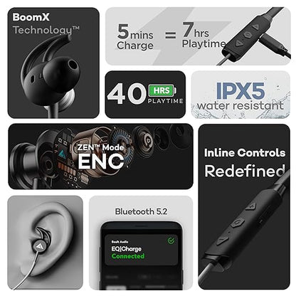 Boult Audio GX Charge Wireless Neckband Earphones with 35H Playtime, Fast Charging, Dual Pairing, Bluetooth 5.3 Earphones