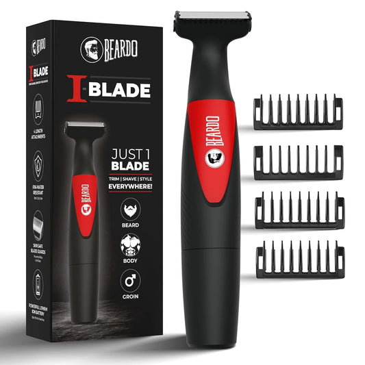 BEARDO I-Blade Body Trimmer for Beard, Hair, Groin OneBlade Trimmer 150 min Runtime 4 Length Settings  (Black)