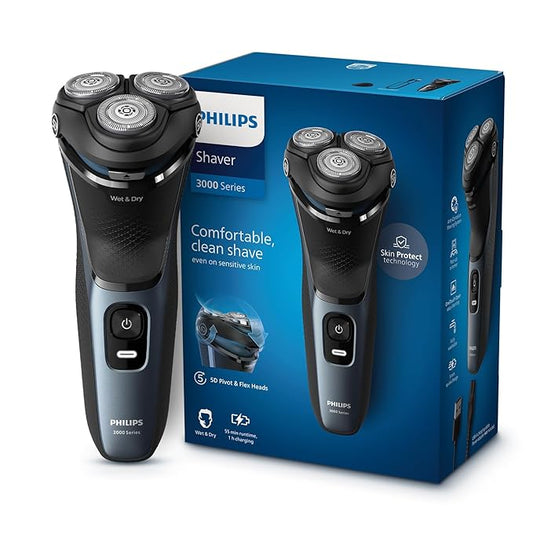 Philips Electric Shaver for Men, SkinProtect Technology, Wet and Dry Shave, 5D Floating Heads, 27 Self Sharpening Blades, Pop-up Trimmer, Cordless, Waterproof S3144/03 (New Model)