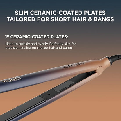 Ikonic S3+ Hair Straightener - Auburn - Professional Ceramic Floating Plates Adjustable Temparature Control, Instat Heat Up and Easy To Use