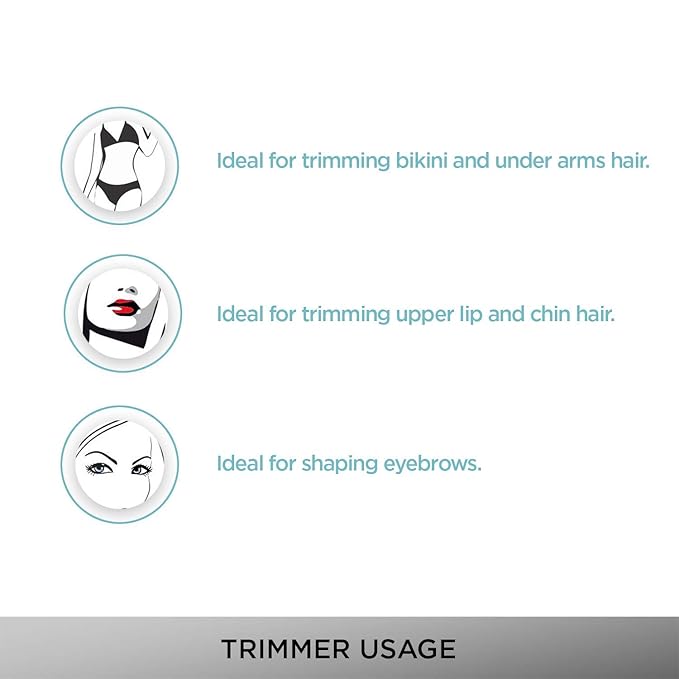 Vega Silk Touch Trimmer with Bikini Head, 2 sided Trimming Head with 2 Comb Attachement Battery Operated for Eyebrow, Underarms & Bikini Trimmer for Women, (VHBT-01)