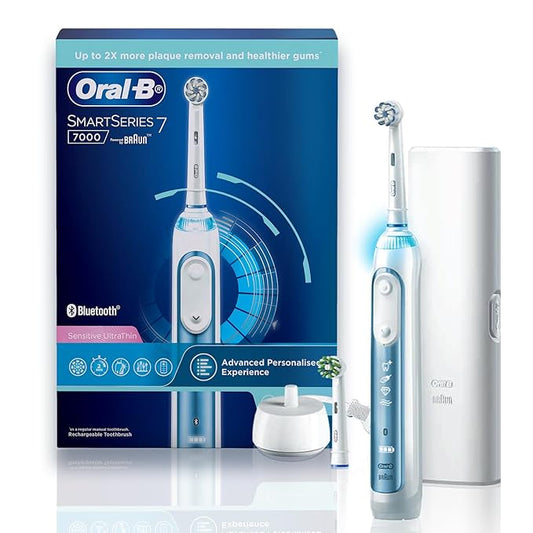 Oral B Smart 7 Rechargeable Electric Toothbrush for Adults, 5 Brushing Modes with Gum Pressure Control, Bluetooth & App Personalization, 2 Min Timer w/ Quadpacer, 2 Year Warranty by Oral-B, IXP7