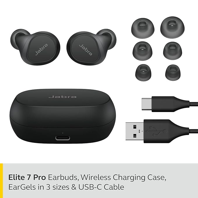 Jabra Elite 7 Pro in Ear Bluetooth True Wireless Earbuds with Active Noise Cancellation, Compact Design, Jabra MultiSensor Voice Tech & Multipoint Connectivity for Clear Calls with mic - Black