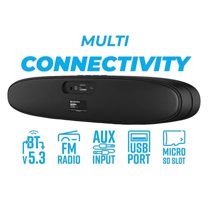 Zebronics Astra 30 Portable Bluetooth Speaker with 14W Output Power, TWS Function, Dual Passive Radiator, Dual 52mm Drives, FM, AUX, USB, mSD (Black)