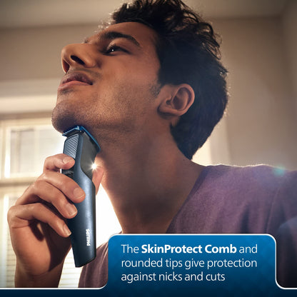 Philips Battery Powered SkinProtect Beard Trimmer for Men - Lasts 4x Longer, DuraPower Technology, Cordless Rechargeable with USB Charging, Charging Indicator, Travel Lock, No Oil Needed BT1232/18