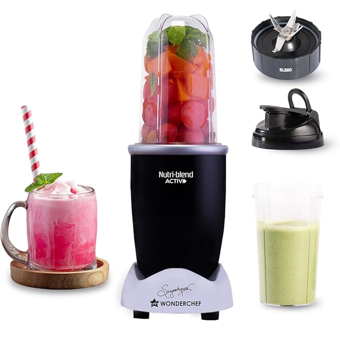 Wonderchef Nutri-blend Activ Mixer Grinder Blender, Smoothie Maker, 500W 22000 RPM 100% Full Copper Motor, 2 Unbreakable Jars, SS Blades, 2 Year Warranty