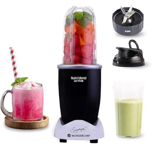 Wonderchef Nutri-blend Activ Mixer Grinder Blender, Smoothie Maker, 500W 22000 RPM 100% Full Copper Motor, 2 Unbreakable Jars, SS Blades, 2 Year Warranty