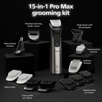 PhilipsIndia's No.1 Men's Trimmer| Pro BeardSense Technology| 15-in-1 Pro Kit - Face, Body & Private Parts| Premium All Metal BodyI 3 Year WarrantyI 1