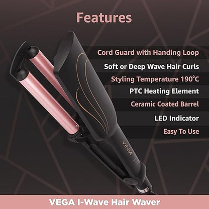 Vega I-Wave Hair Waver, (VHWR-01, Rose Gold,Black)