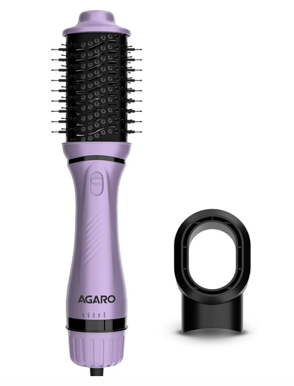 AGARO HV2179 Lite 2 in 1 Hair Volumizer Brush,Hair Dryer for Women,1200 Watts,Ceramic Coated Surface, 360° Air Flow Vents,Hot Air Blow Brush,All-in-one Hair Dryer Straightener Combo(Black & Purple)