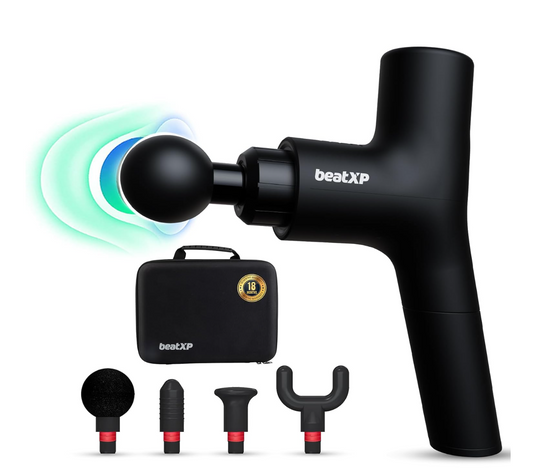 beatXP Bolt Prime Deep Tissue Massage Gun with Case (4000 mAH Battery) - Percussion Massager for Full Body Pain Relief of Neck, Back, Foot for Men & Women with up to 18 Months Warranty (Black)