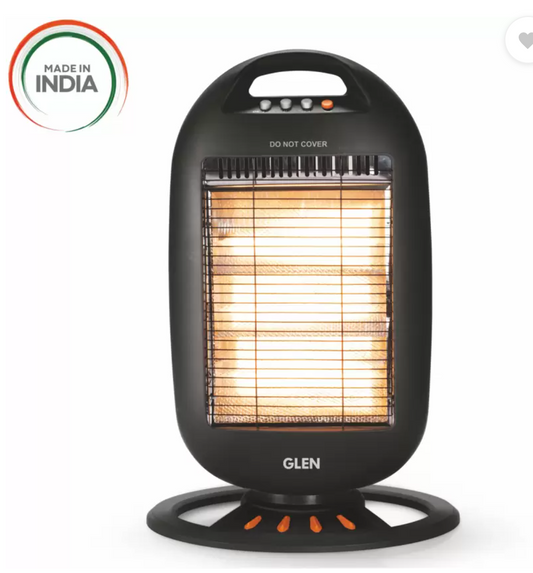 Glen HA 7017 HL Black 1200 watt Electric Halogen Room Heater with 3 Heat Settings Black-HA7017HL Halogen Room Heater