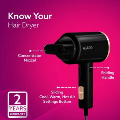 AGARO HD 1211 E Hair Dryer (1100 W, Black)