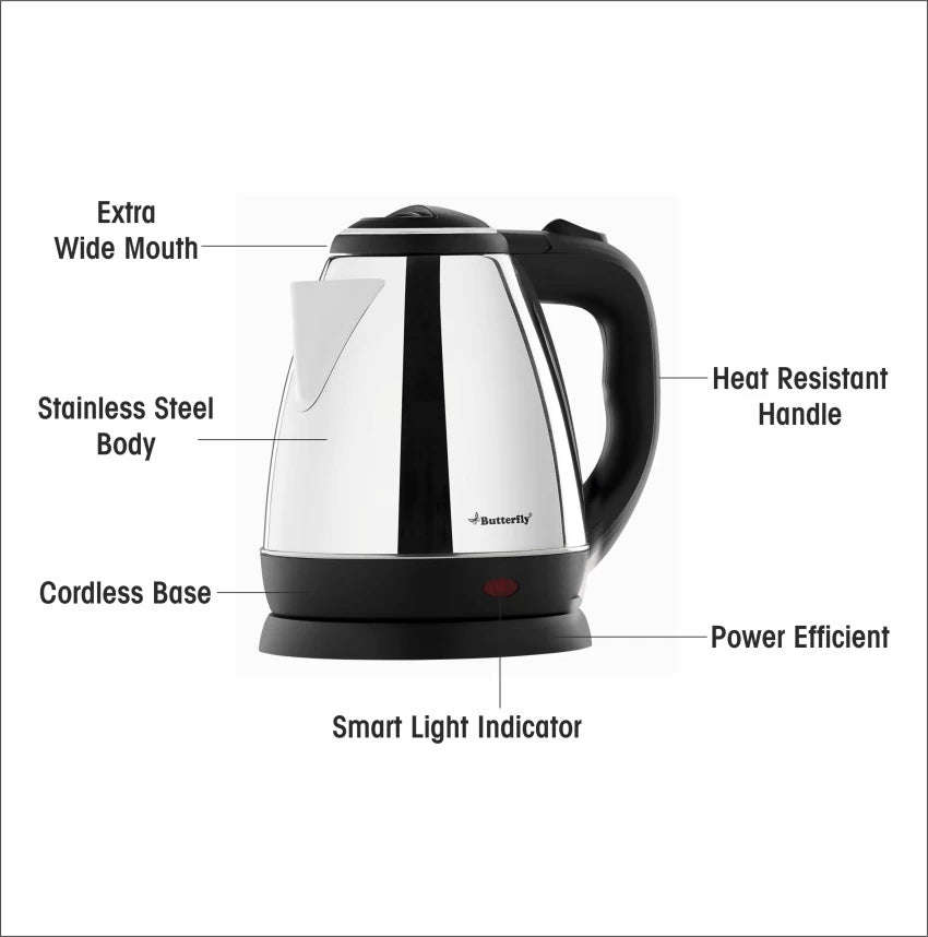 Butterfly Rapid Electric Kettle (1.5 L, Black) & H&O 500ML Flask (Terracotta Red)#JustHere