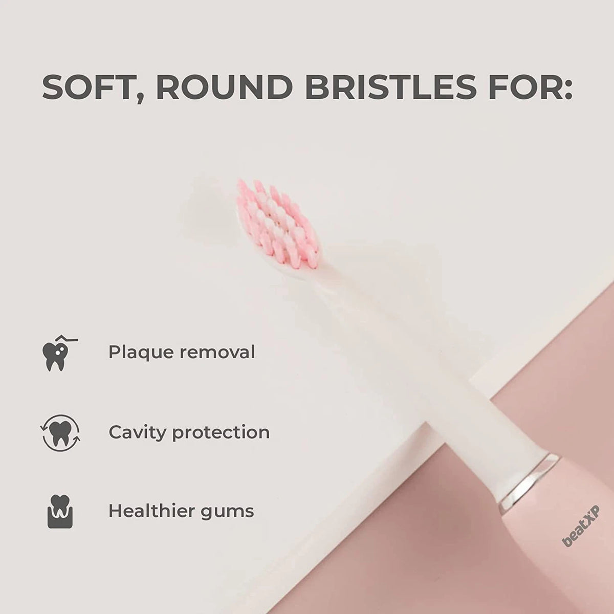 eatXP Buzz Sonic for Adults | 3 Smart Modes Electric Toothbrush (Pink)