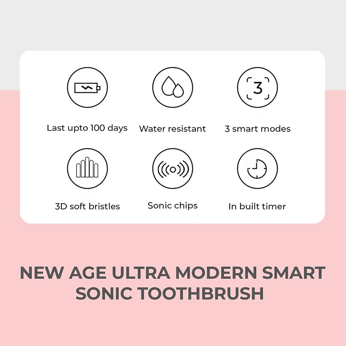 eatXP Buzz Sonic for Adults | 3 Smart Modes Electric Toothbrush (Pink)