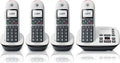 MOTOROLA CD5014 Cordless Phone with Answering Machine Call Block and Volume 4 Handsets Cordless Landline Phone with Answering Machine (White, Black)