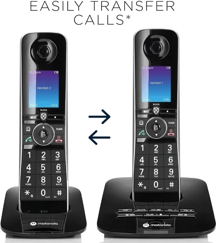 MOTOROLA CD8712 Cordless Landline Phone with Answering Machine (Black)